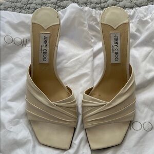 Jimmy Choo Ivory Strappy Mules
